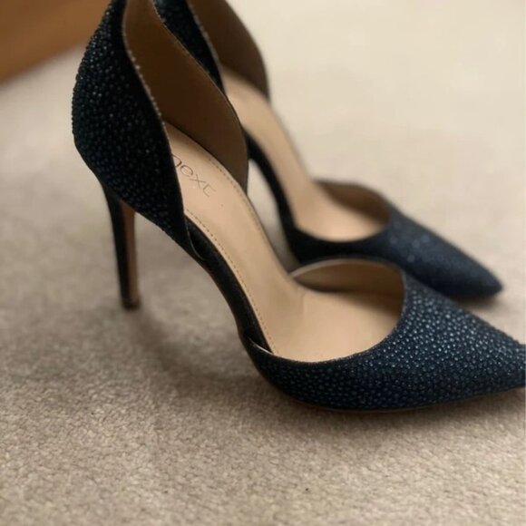 Navy embellished sparkly court shoes - Picture 2 of 4